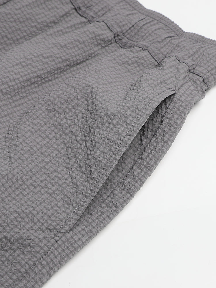 Thom Browne Style Men's Casual Shorts with Signature Four-Bar Detail