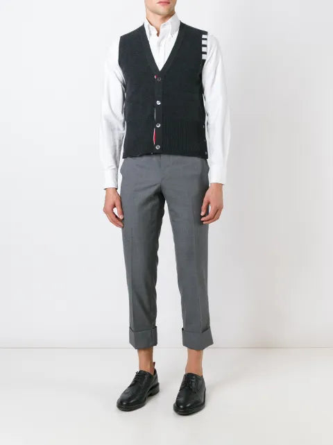 Thom Browne 4-Bar Cashmere Cardigan Vest