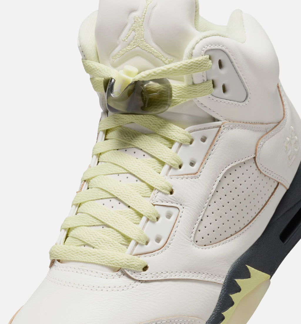 Air Jordan 5 Retro Luminous Green and Sail Women's Lifestyle Shoes - Sail/Luminous Green/Charcoal Grey