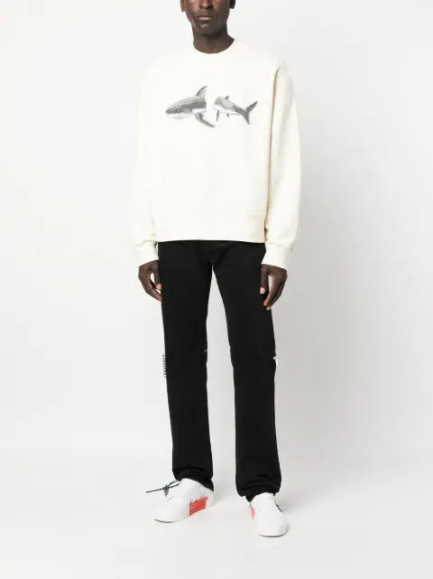 Palm Angels Shark-print crew-neck sweatshirt