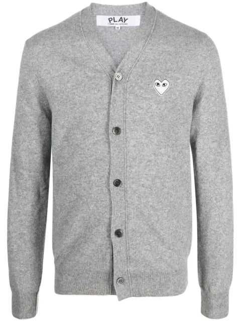 Comme Des Garçons Play heart-patch mélange-effect wool cardigan