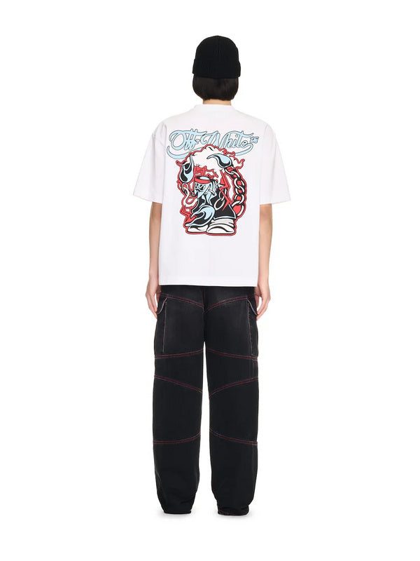 OFF WHITE Scorpio Skate Cotton Graphic T-Shirt