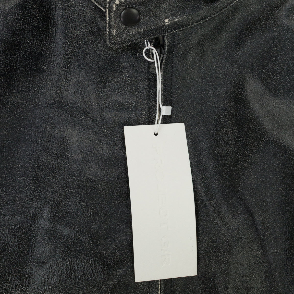 BLACK DISTRESSED BIKER LEATHER JACKET