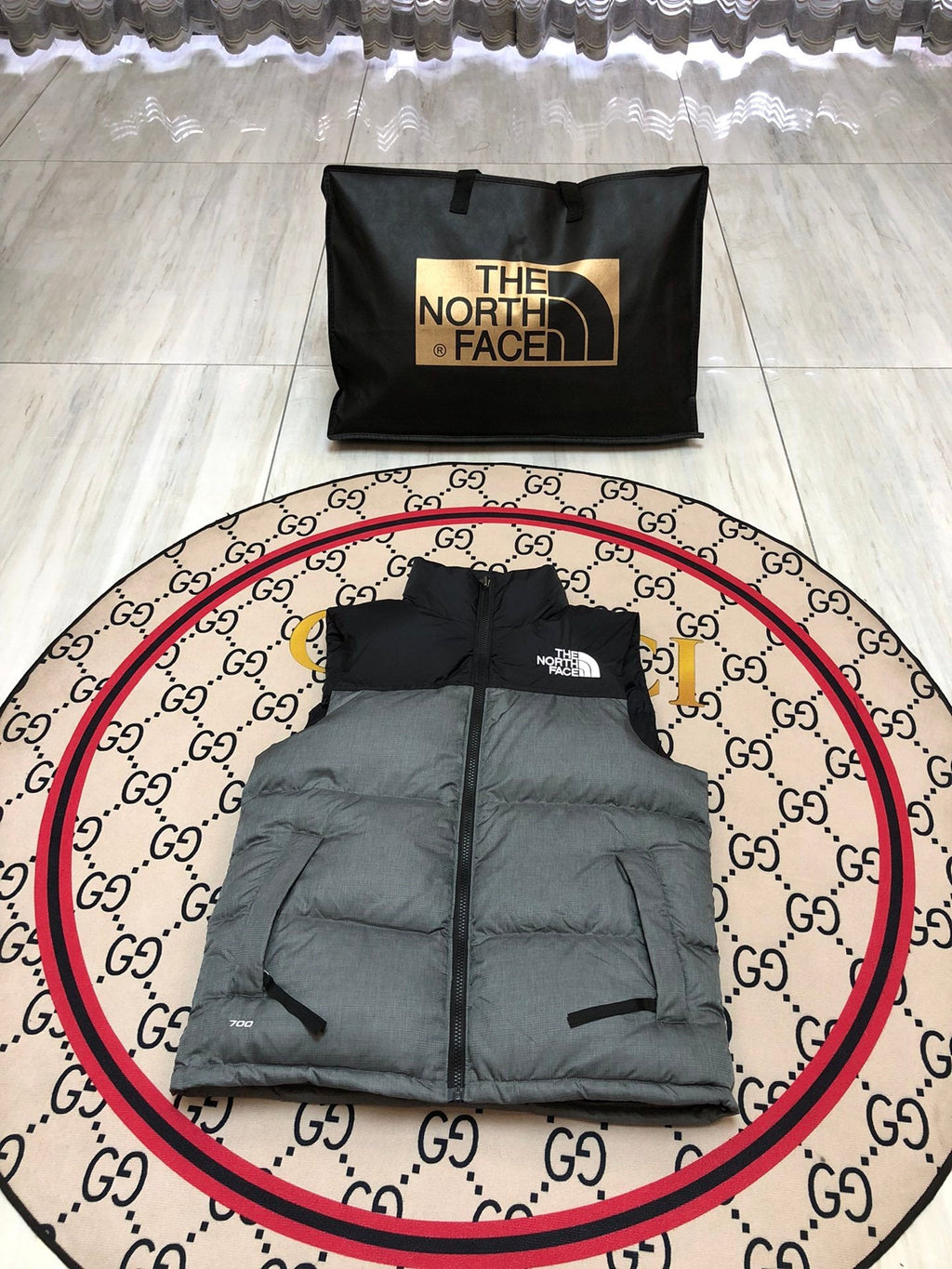 The North Face Grey/Black 1996 Retro Nuptse Down Vest