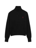 AMI Paris black wool Ami de Coeur turtle neck sweater