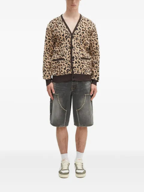 WACKO MARIA leopard-print buttoned cardigan