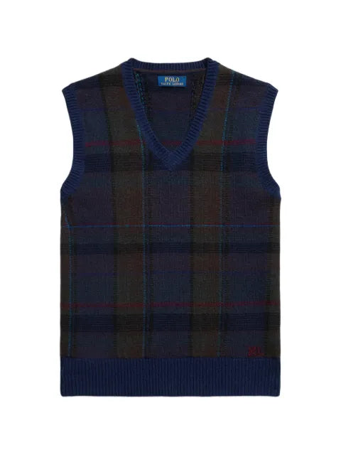 Polo Ralph Lauren plaid wool-cotton sleeveless jumper