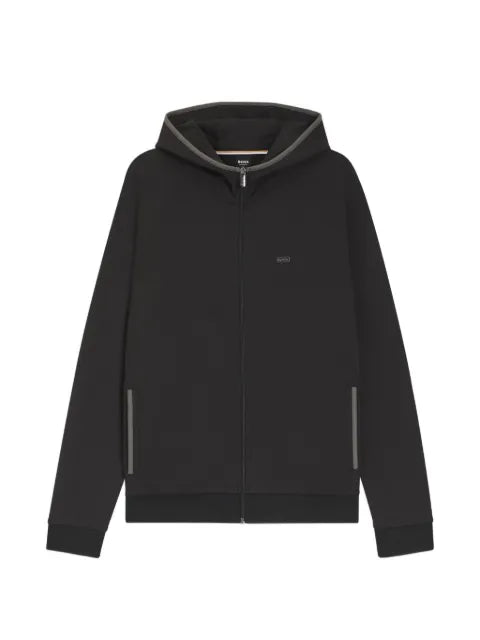 HUGO contrast-binding zip-up hoodie in a cotton blend