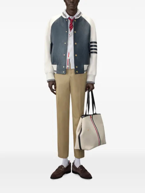 Thom Browne leather 4-Bar oversized blouson jacket