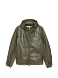 LES HOMMES leather hooded jacket