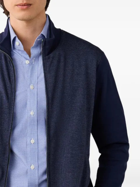 Hackett London Prince of Wales zip-up cardigan