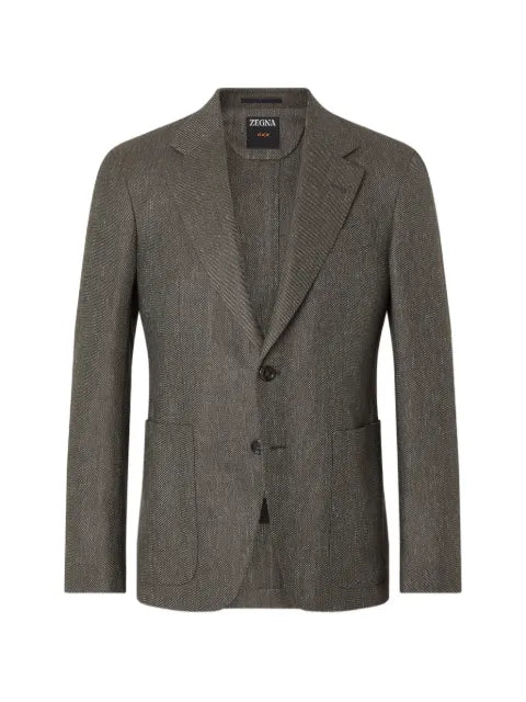 Zegna dark olive green cashmere silk and linen jacket