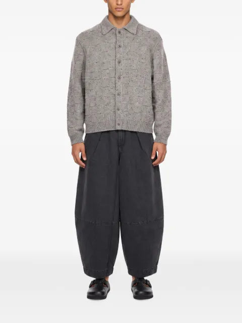 YMC checkerboard flecked-knit cardigan