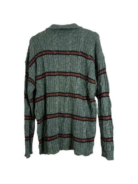Phipps cable-knit striped polo-collar sweater
