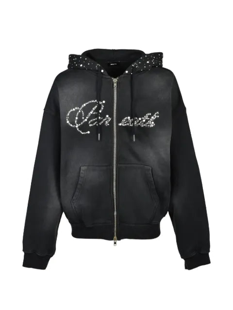 BREATH rhinestone-embellished faded hoodie