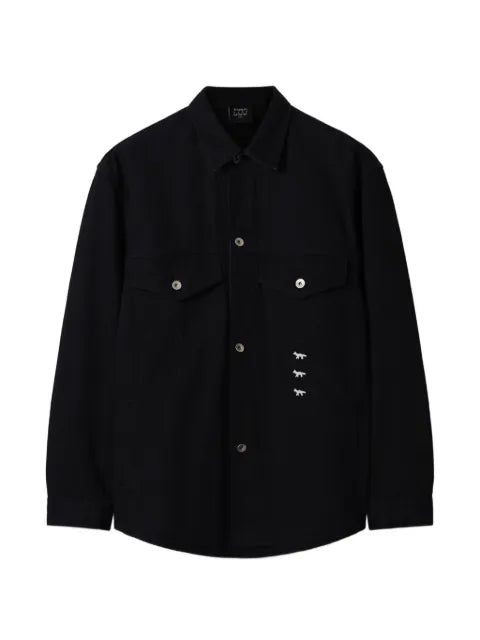 Maison Kitsuné fox-embroidered cotton shirt jacket