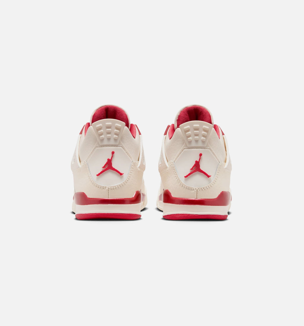 Air Jordan 4 Retro Valentine's Day Preschool Lifestyle Shoes - Pale Ivory/Sierra Red/Tough Red