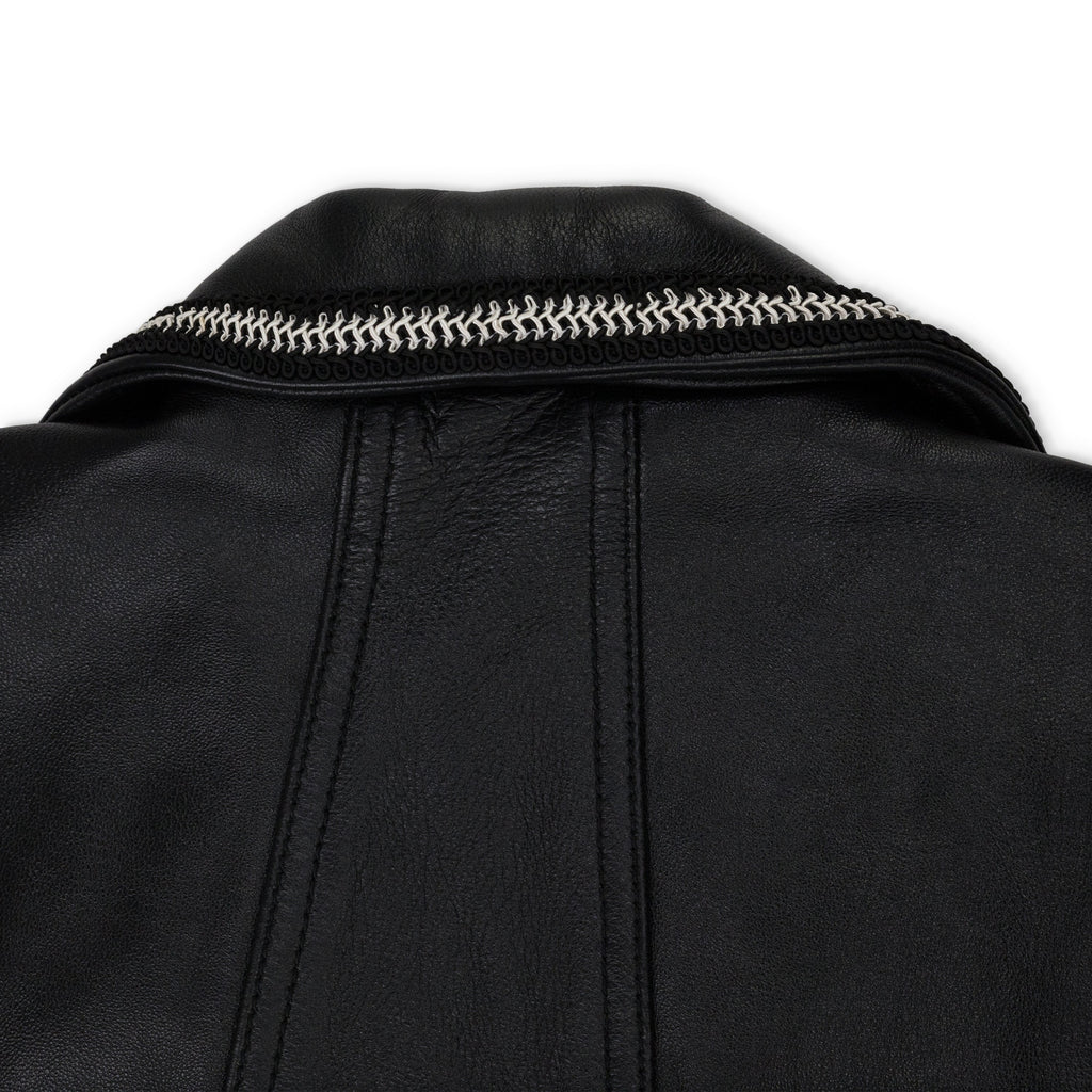 Black Stitched Crop Leather Vest