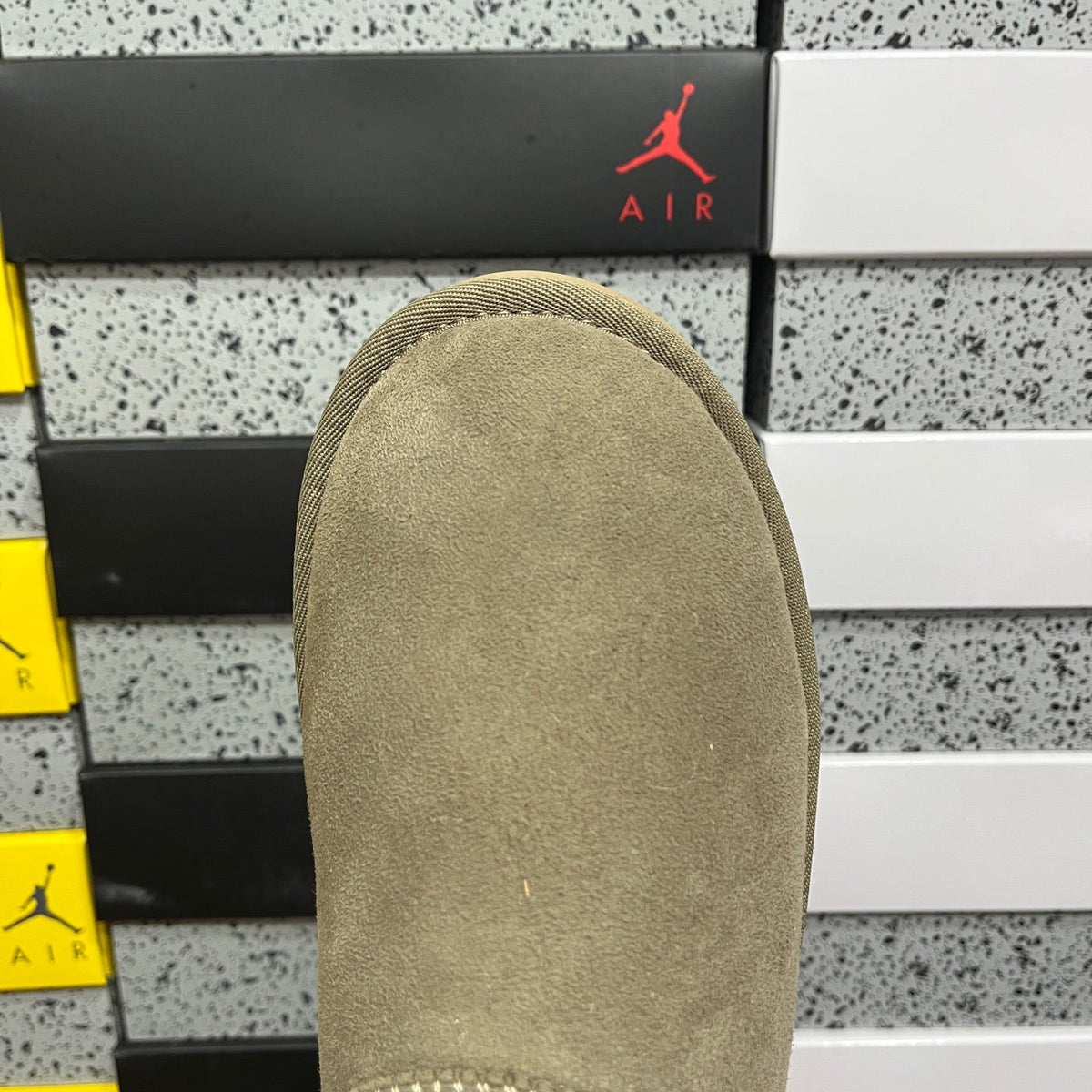 UGG Classic Ultra Mini Boot – Suede Ankle Boot with Shearling Lining, Herringbone Collar & Tonal Lug Sole in Olive