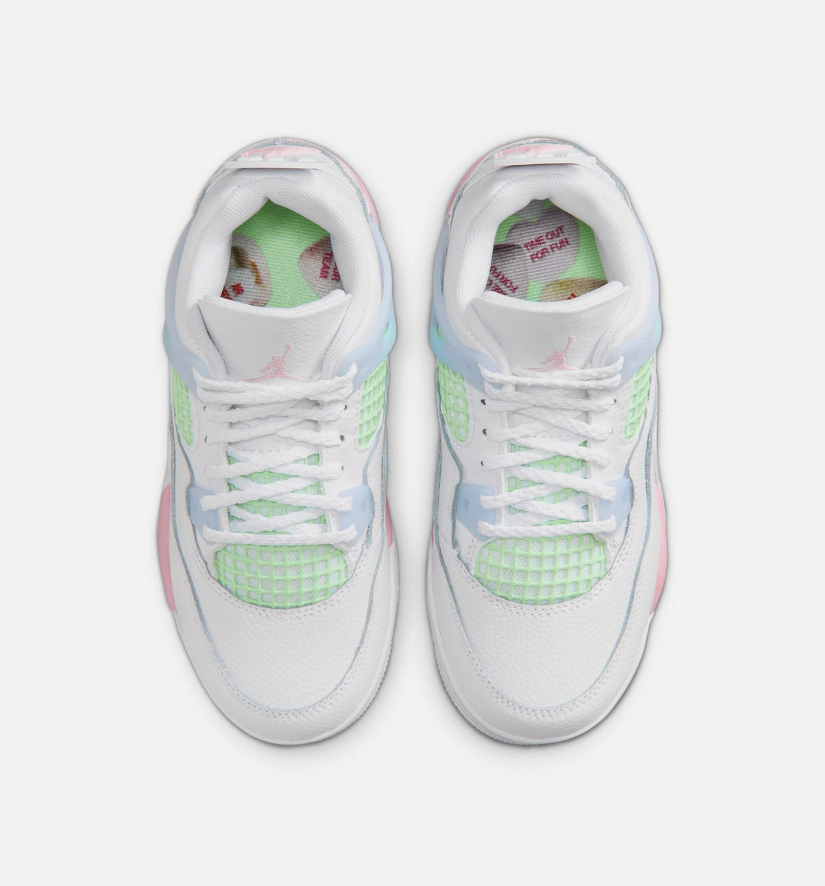 Air Jordan 4 Retro Medium Soft Pink Preschool Sneakers - White / Medium Soft Pink / Half Blue