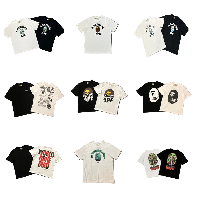 BAPE Classic Camo Ape Head Letter Print Loose Unisex Casual T-Shirt