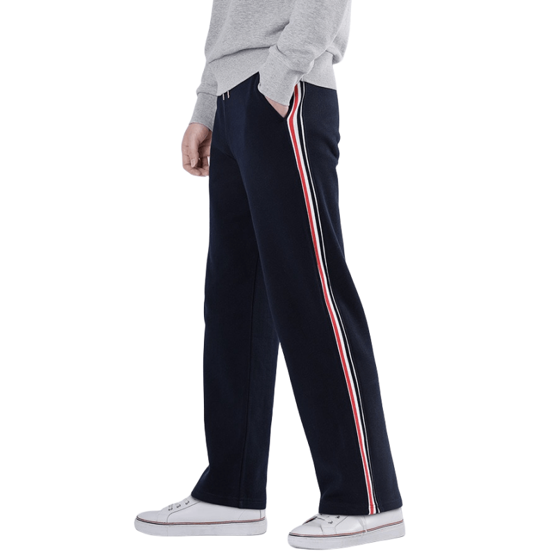 Thom Browne Style Unisex side Side-Stripe loose straight trousers