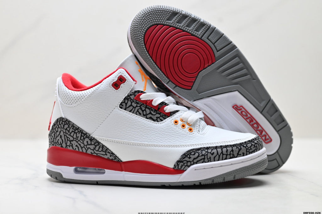 Air Jordan 3 Retro White Fire Red Cement Sneakers