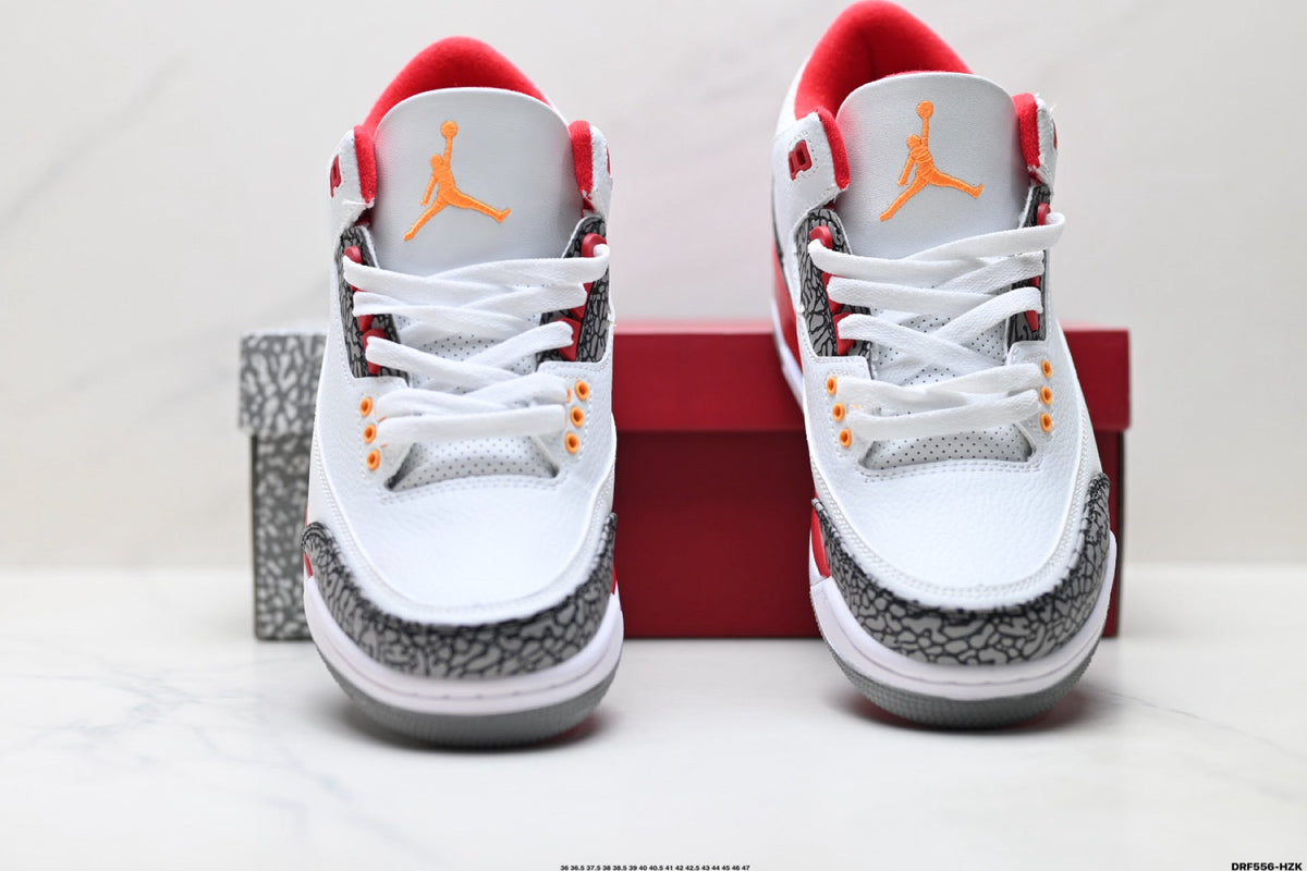 Air Jordan 3 Retro White Fire Red Cement Sneakers
