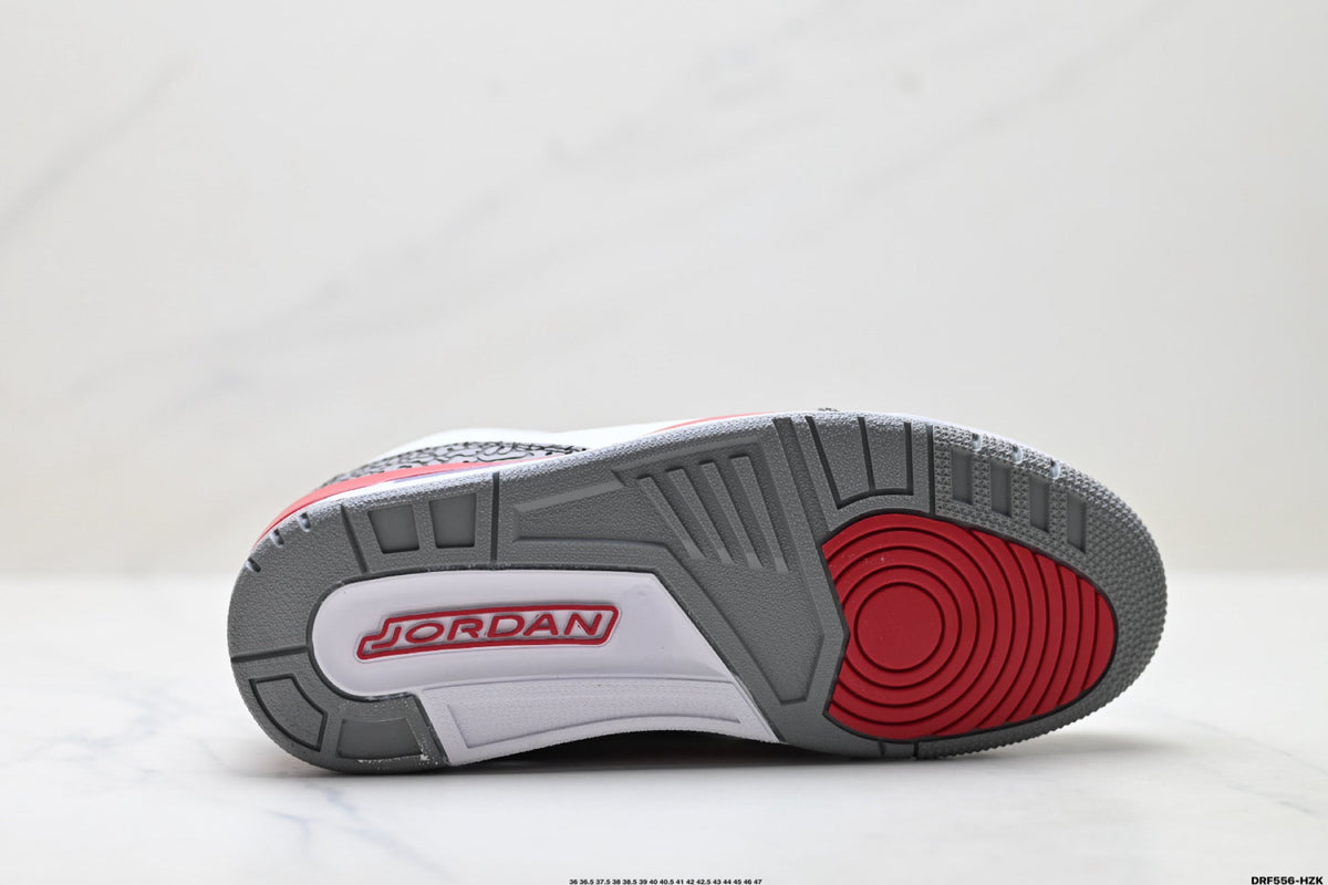 Air Jordan 3 Retro White Fire Red Cement Sneakers