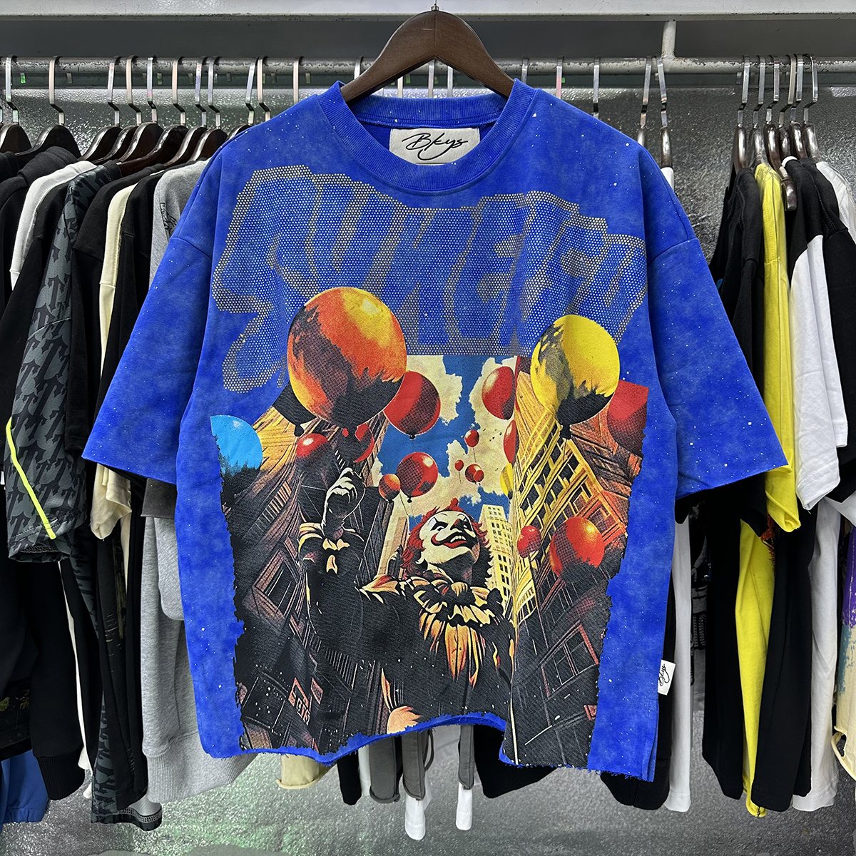 BKYS Revival Clown Balloon Rhinestone Graphic T-Shirt