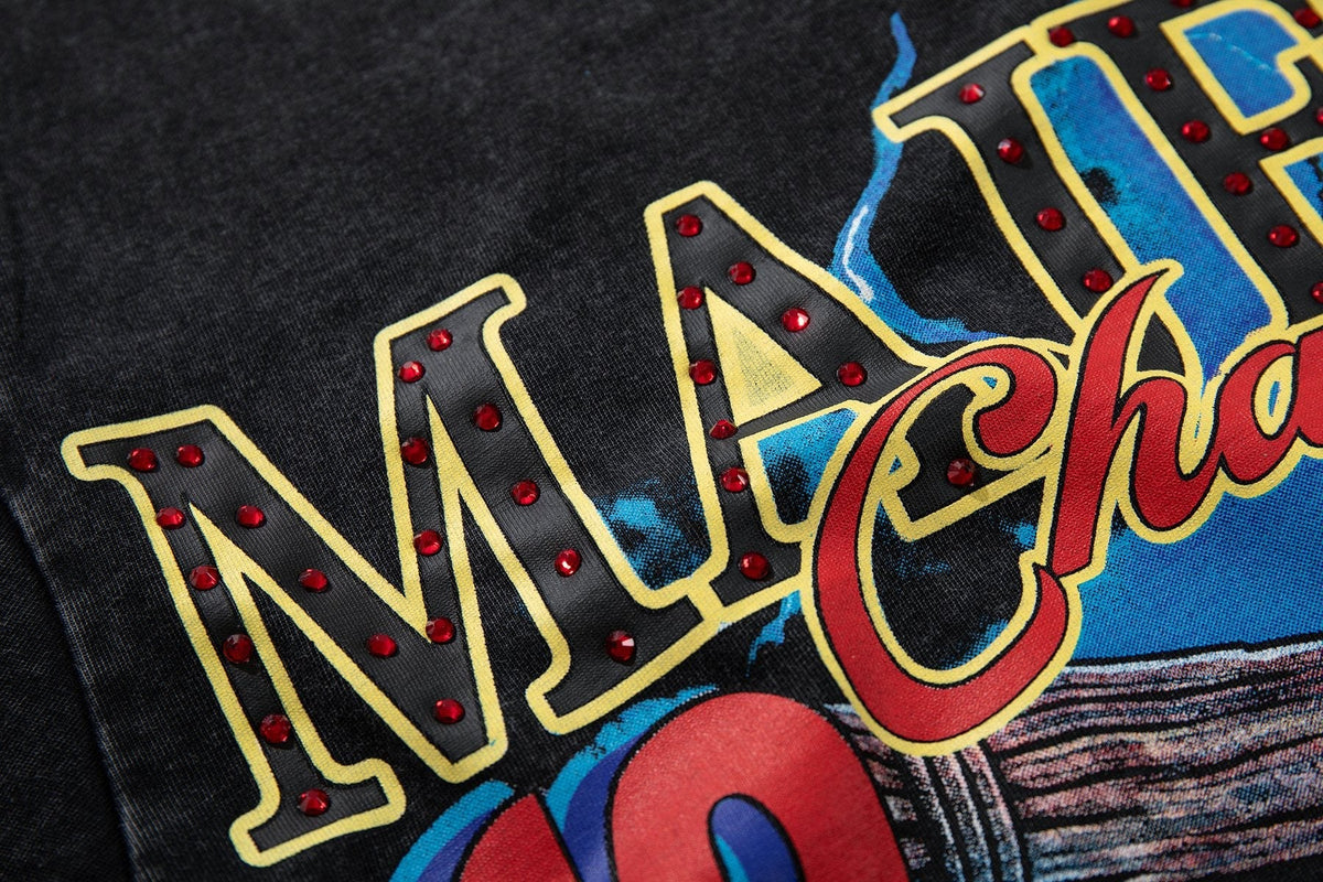 MAJESTIK Washed Black Boxing Graphic T-Shirt