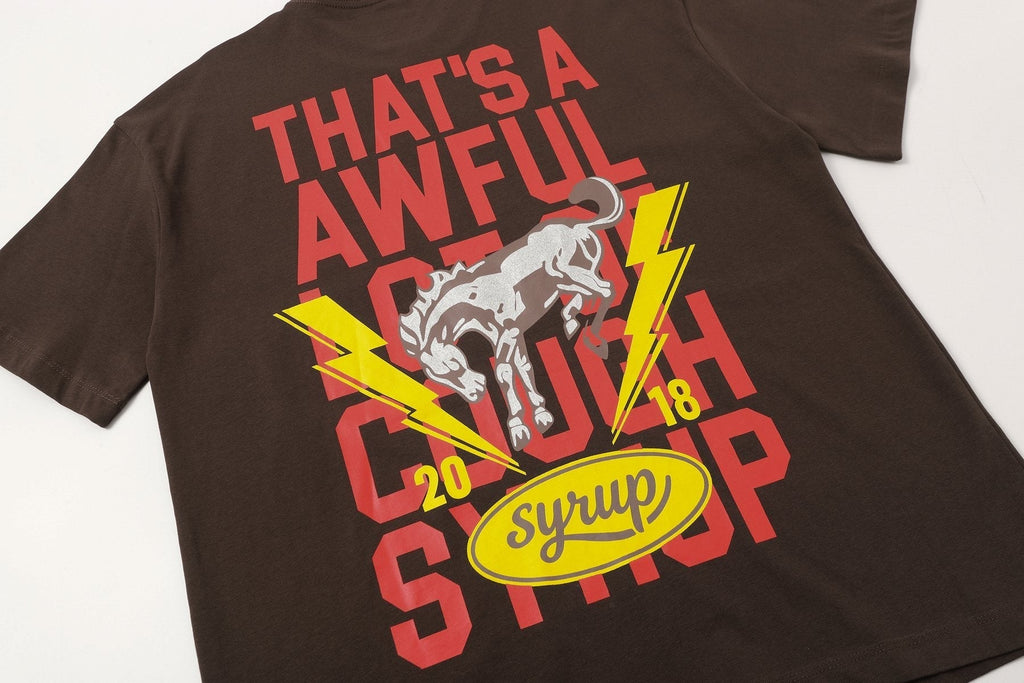 THAT'S A AWFUL LOT OF COUGH SYRUP Bull Lightning Graphic T-Shirt