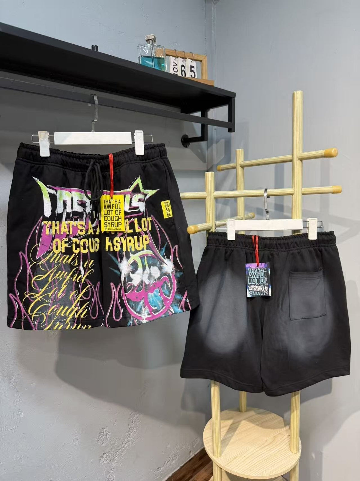 THAT'S A AWFUL LOT OF COUGH SYRUP Colorful Graffiti Script Shorts