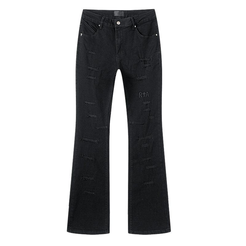 RTA Black Distressed Flared Jeans
