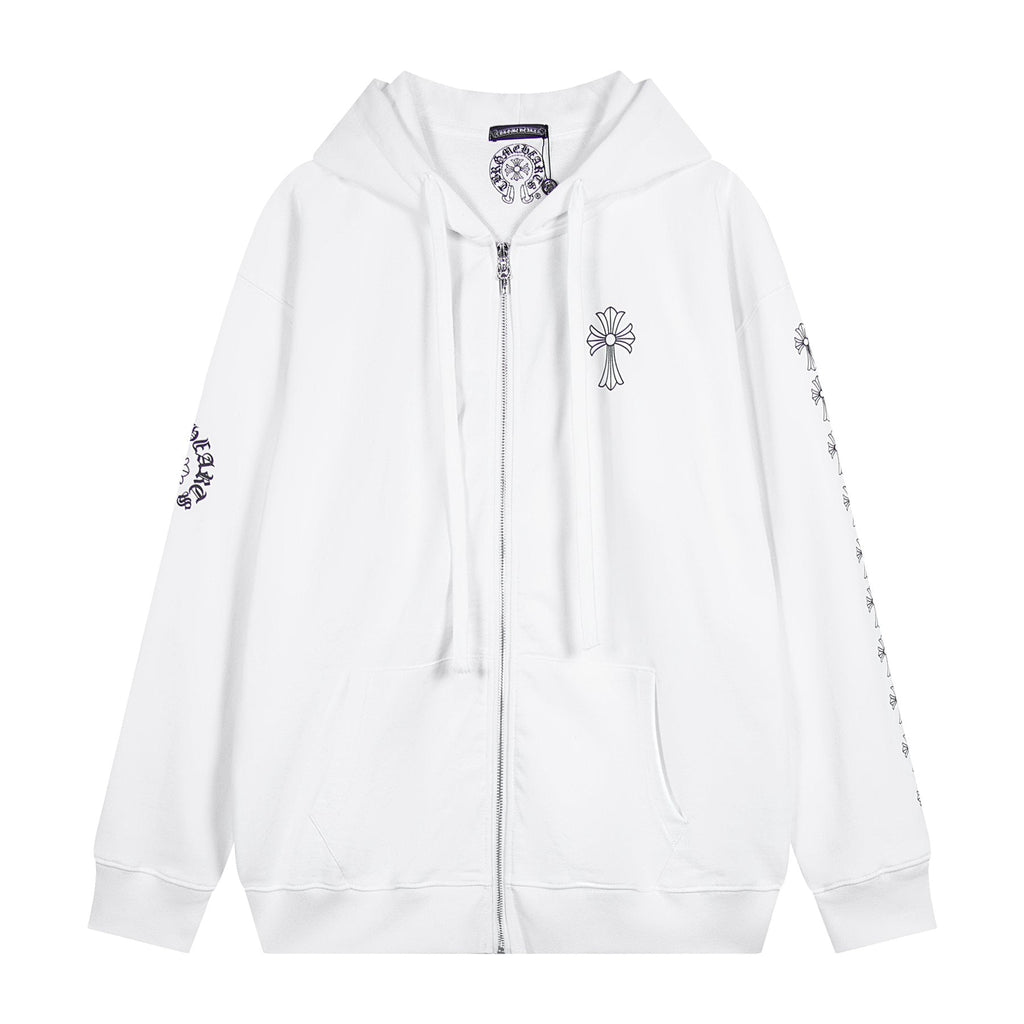 Chrome Hearts Horseshoe Cross Sanskrit Zip Hoodie