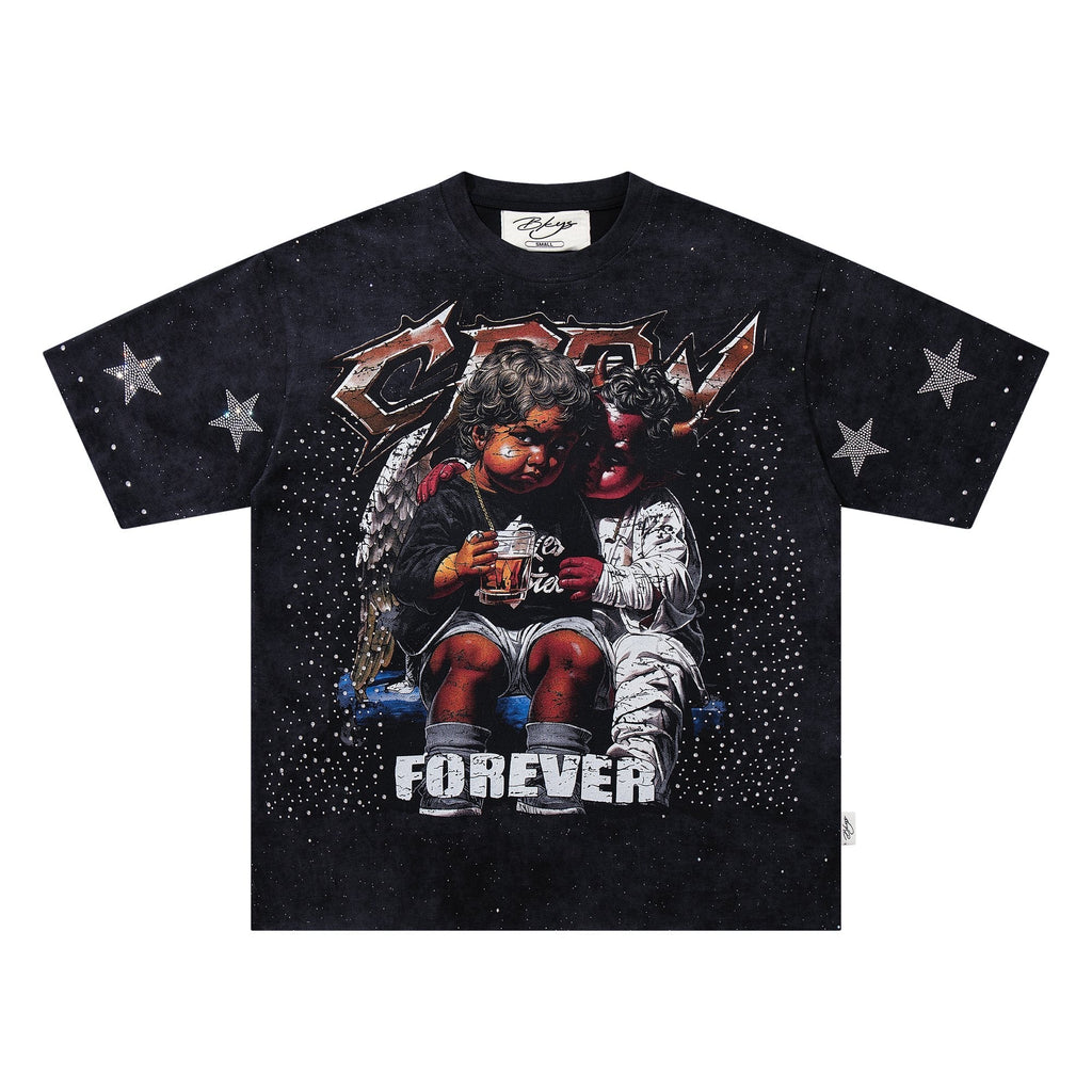 BKYS Revival Rhinestone Star Portrait Graphic T-Shirt