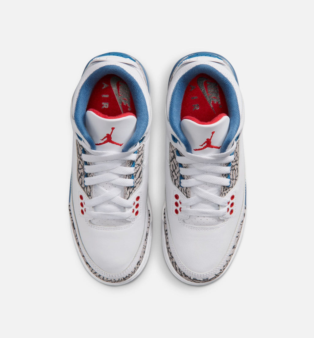 Air Jordan 3 Retro OG True Blue Big Kids' Lifestyle Shoes - White/Fire Red/True Blue