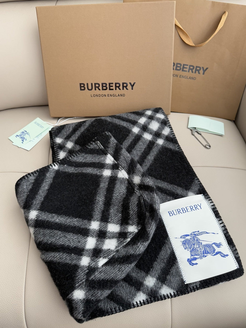 Burberry Style Classic Plaid Fringe Scarf