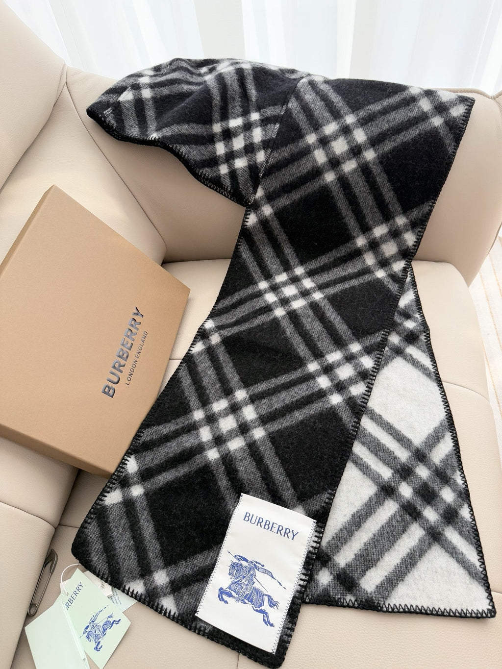 Burberry Style Classic Plaid Fringe Scarf