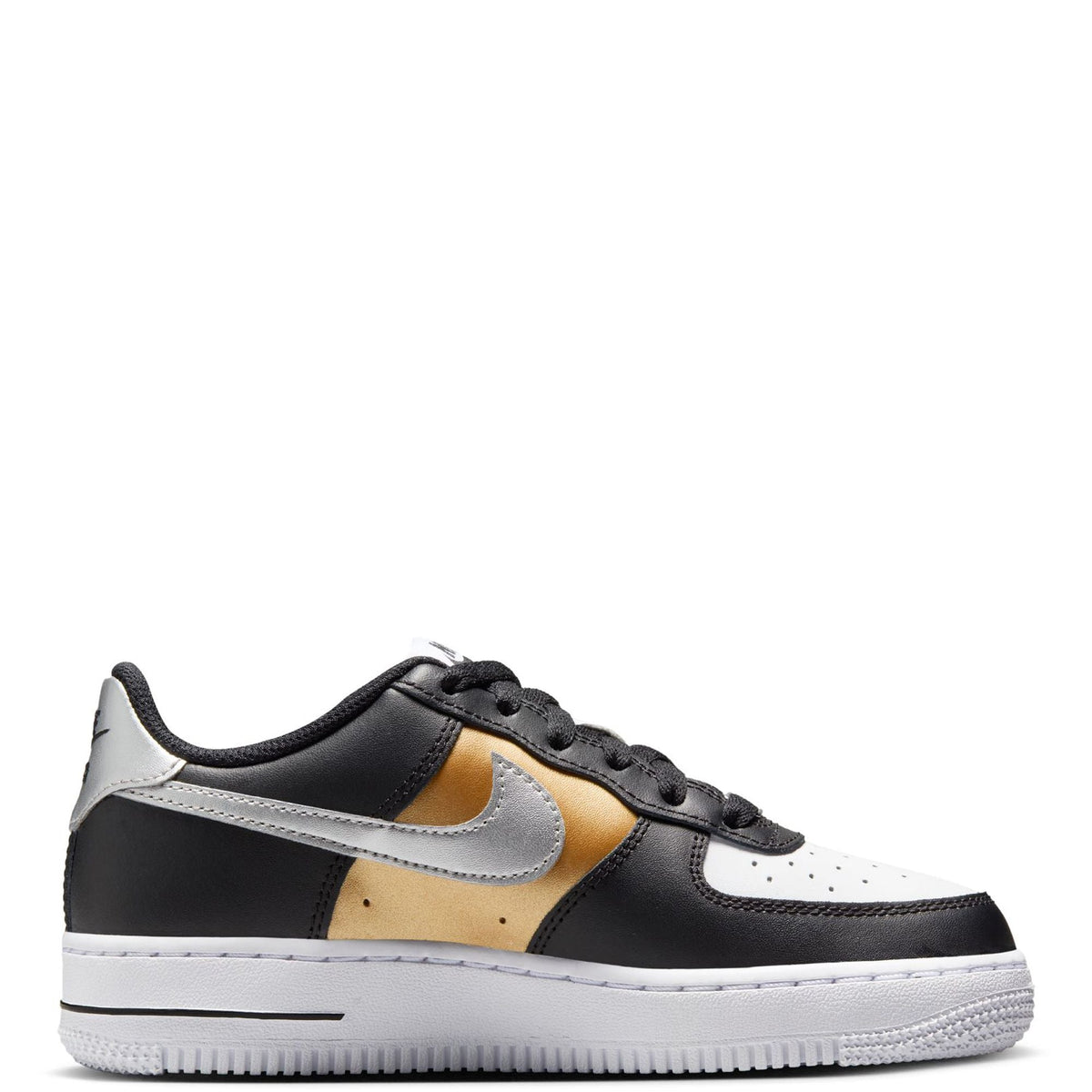 Big Kid's Nike Force 1 BG Black/Metallic Silver-White (HV0937 010)