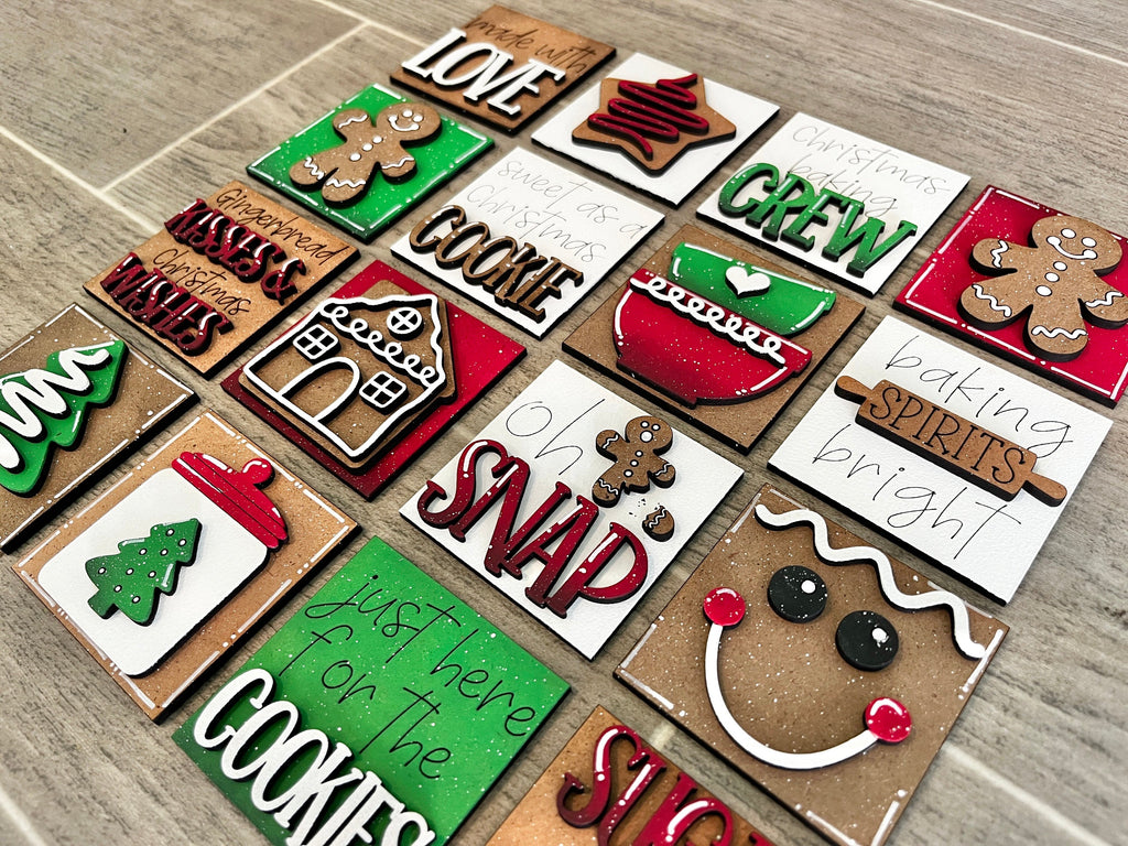 MINI Gingerbread Christmas Interchangeable Leaning Sign File SVG, Cookies Santa Tiered Tray Glowforge, LuckyHeartDesignsCo
