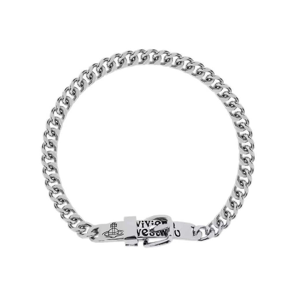 Vivienne Westwood Style Engraved Letter Cuban Chain Necklace