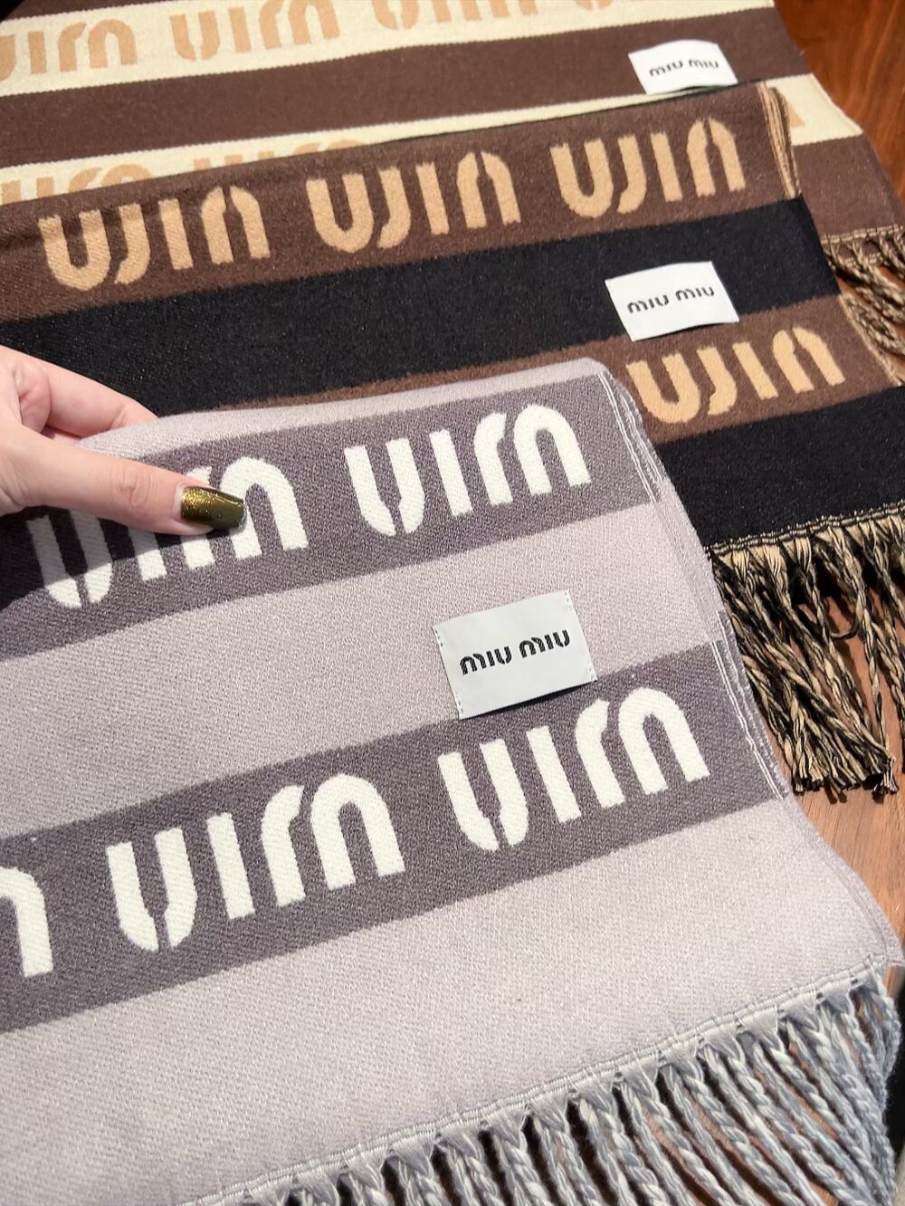 Miu Miu Patterned Fringed Scarf