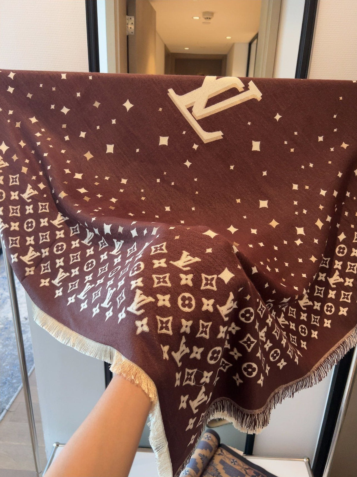Louis Vuitton Brown Fringe Shawl