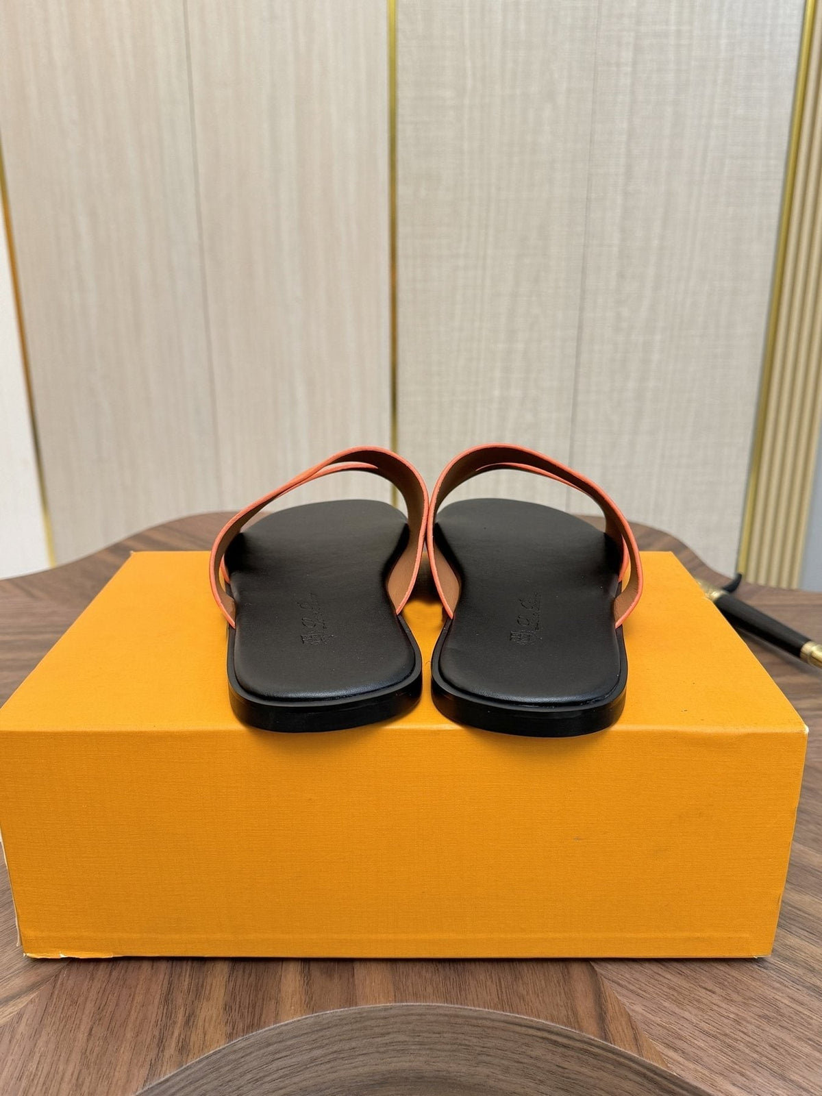 Loro Piana Cutout Leather Slide Sandals