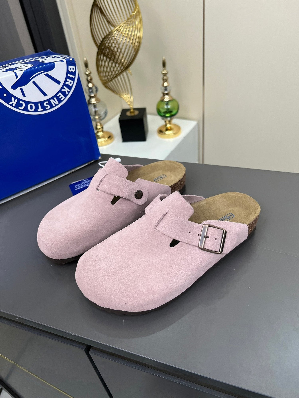 Birkenstock Light Pink Buckle Clogs