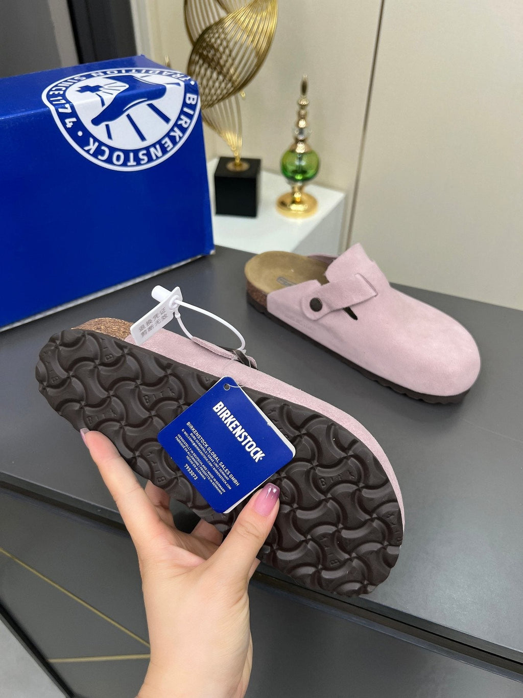 Birkenstock Light Pink Buckle Clogs