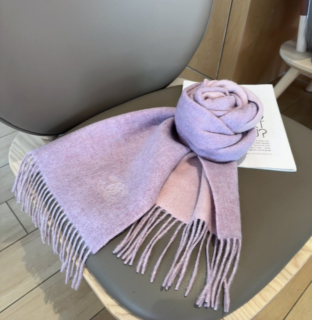 Chanel Fringed Logo Scarf