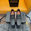 Zegna Black Driving Loafers with Metal Accent