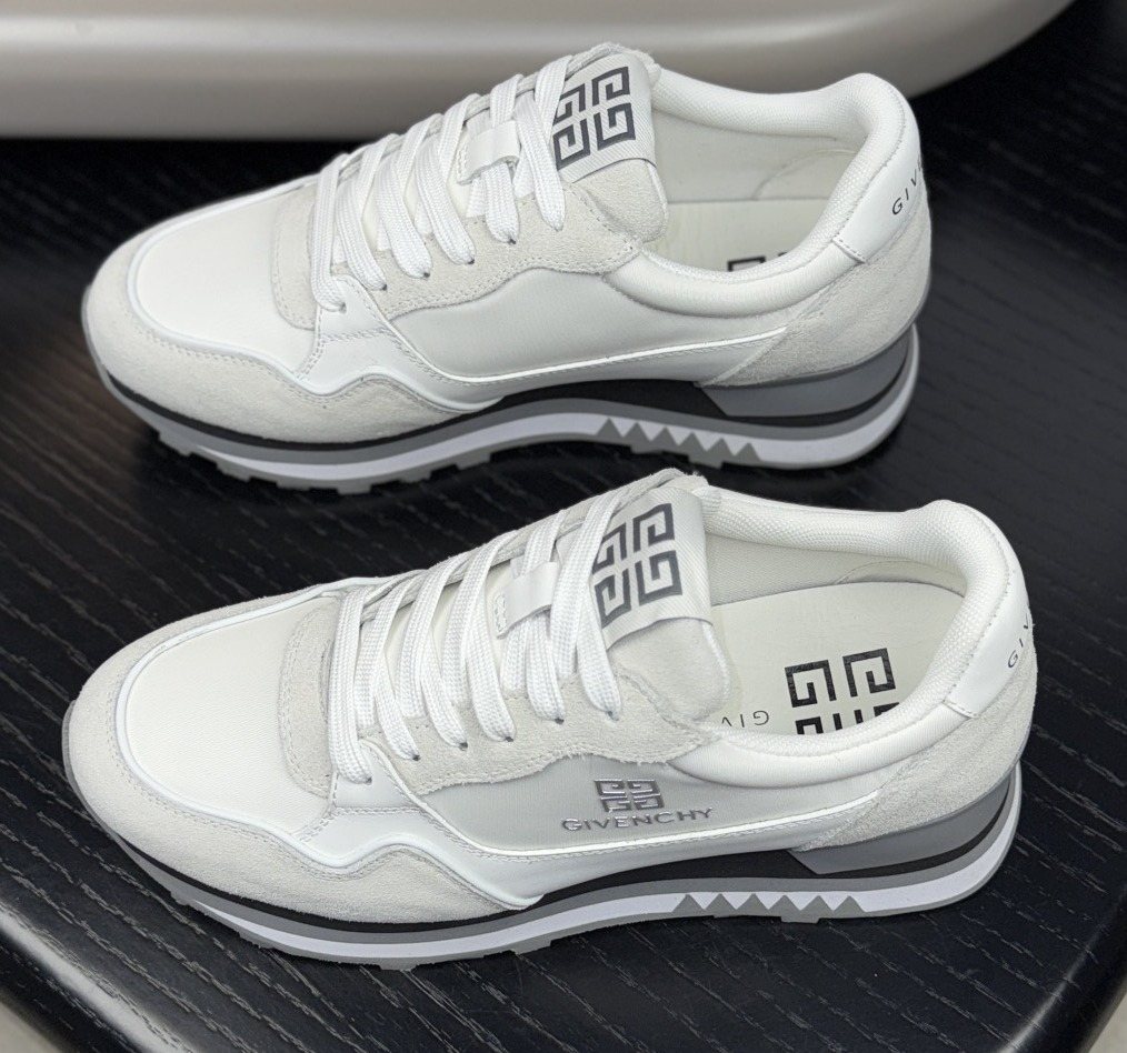 Givenchy White and Light Gray Low-Top Sneakers
